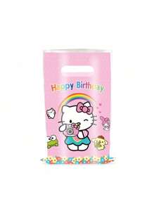 10个装Hello Kitty甜蜜来袭！Hello Kitty陪你度过梦幻生日派对！适合生日派对、节庆庆典、婚礼送礼等场合，实用性强，送礼自用两相宜！Sanrio 10岁生日派对礼袋糖果袋糖果袋Hello Kitty生日派对用品装饰学校用品，开学季 - 彩色 - 查看 5