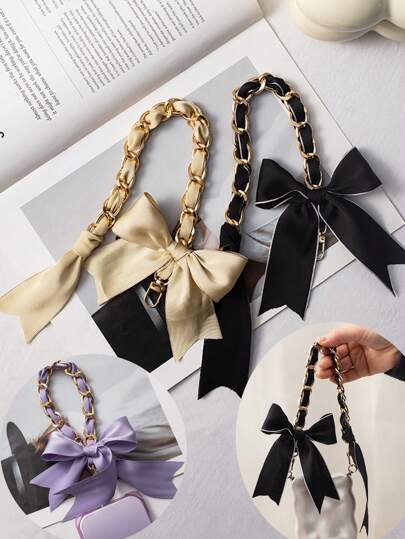 1 Piece Of Solid Color Silk Scarf Length 35CM Mobile Phone Chain, Double Buckle Braided Wrist Advanced Sense Short Mobile Phone Lanyard, Mobile Phone Case Chain, Handmade Silk Scarf Braided, Elegant Bag Shoulder Strap