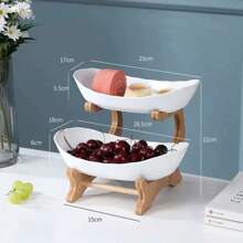 Elegant Multi-Tier Bamboo & Wood Fruit/Dessert Display Stand, Modern Creative Living Room Home Use Luxury Snack Tray - Multicolor - View 15