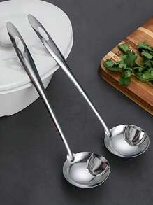 1pc/2pcs Oil Separating Stainless Steel Soup Ladle/Grease Trap Long Spoon/Fat Separator Serving Spoon/Healthy Lifestyle/Kitchen Accessory