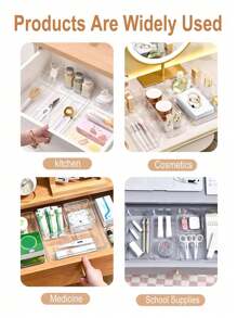 1 pezzo /2 pezzi /6 pezzi Cassettiera da scrivania, organizer per cosmetici in plastica trasparente, scatola di stoccaggio per cassetti, scatola di stoccaggio raffinata, organizer e contenitori per cassetti per make-up, gioielli, accessori per cucina, camera da letto, bagno, ufficio, regalo natalizio