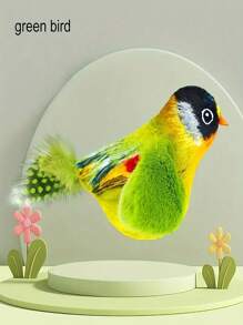 互动毛绒会说话的猫鸟玩具，具有逼真的鸣叫声，由合成纤维制成，带有人造羽毛，无需电池，卡通设计，适合室内猫咪活动和玩耍