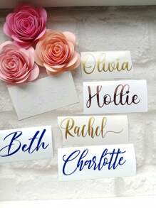 Personalized Name Vinyl Decal Custom Name Stickers Wine Glass Decal Bridal Party Decal Vinyl Lettering, Customized Name Decals, Custom 3-6 Inch Personalized Text, 1/3/5pcs Can Customize Different Texts, Name Sticker, DIY Gifts, Valentine's Day Gift, Gift For Her, Gift For Him, Gift For Mum, Gift For Friends, Home Decor, Decoration, Personalized Gift - Multicolor - View 3