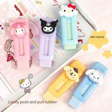 Sanrio 1pc Sanrio Retractable Eraser, Cute Cartoon Design, Dust-Free, Stationery Supplies For Students,Back To School