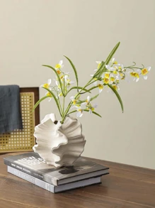 1个陶瓷花瓶 - 白色花卉藤编花瓶，简约北欧波西米亚风格，适合现代农舍装饰、客厅、厨房、玄关、卧室、餐桌、办公室装饰 - 彩色 - 查看 3