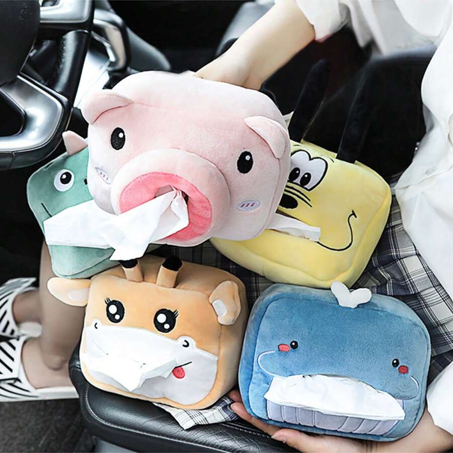 1pc Cute Plush Tissue Box Car Paper Towel Holder, Hanging Tissue Dispenser Armrest Box Backseat Paper Napkin Storage For Car, Tissue Box Holder, Napkin Holder, Festival Family Gathering, Kitchen Dining Table Decor For Home Kitchen Bedroom Living Room Dining Room, Home Decoration Accessories, Decorative Box, Women Wedding Gift, Summer Travel Holiday Festival Must-Have