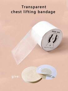 1pc Transparent Lift Nipple Concealer Set, Contains 5cm*5m Transparent Bandage & 10pcs Disposable Non-Woven Breast Petals, Anti-Sweat, Gather & Conceal Nipple, Can Be Trimmed - Clear - View 8