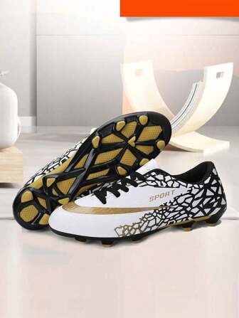 1 双男孩/青少年足球鞋，采用 PU 材质，长钉，防滑，专业设计，适合夏季日常运动