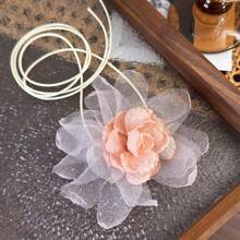 1 件复古飘逸网状花朵精致颈链，配缎带肩带颈部配饰