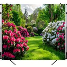 Jardim de primavera multifuncional com banner de poliéster com cena floral - perfeito para casamentos, chás e piqueniques ao ar livre - sem necessidade de energia