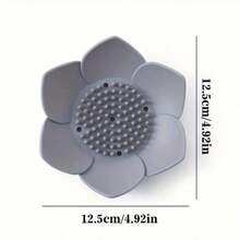Lotus Shape Silicone Soap Dish With Drainage Hole, Scented Soap Tray Suitable For Shower And Bathroom, Battery-Free