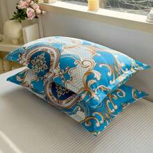 1pc Rose Ditsy Floral Leaf Triangle Geometric Dreamlike Pattern Skin-Friendly Pillowcase (Without Core), Digital Printing Fresh Style Envelope Pillow, Fashion Minimalist, Cloud-Like Soft, Comfortable Breathable, Soft And Delicate, Caring For Skin