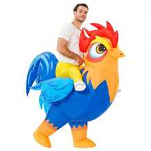 Disfraz hinchable de adulto de pollo montado, Traje de gallo divertido para cosplay, Disfraz inflable de Halloween para hombres y mujeres - azul - Ver 9