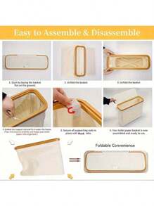 1 件装竹制卫生纸篮 - 浴室纸巾收纳架 - 终极浴室配件篮。竹制纸巾篮，浴室收纳架 - 卫生纸架，封闭式纸巾收纳盒容器 - 彩色 - 查看 10