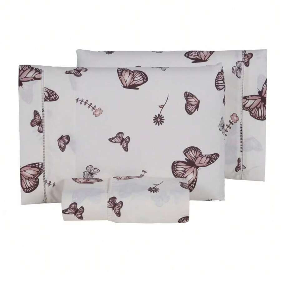 3-Piece Queen Sheet Set 100% Cotton Printed Matchstick Stitch - 鏽棕色 - 查看 1