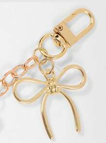 1pc Y2K Delicate Luxurious Fashion High-End Chic Gold/Silver Hollow Chain Bow Knot Simulated Cherry Key Chain Suitable For Women/Girls Daily Wear Holiday Gift Summer Bows