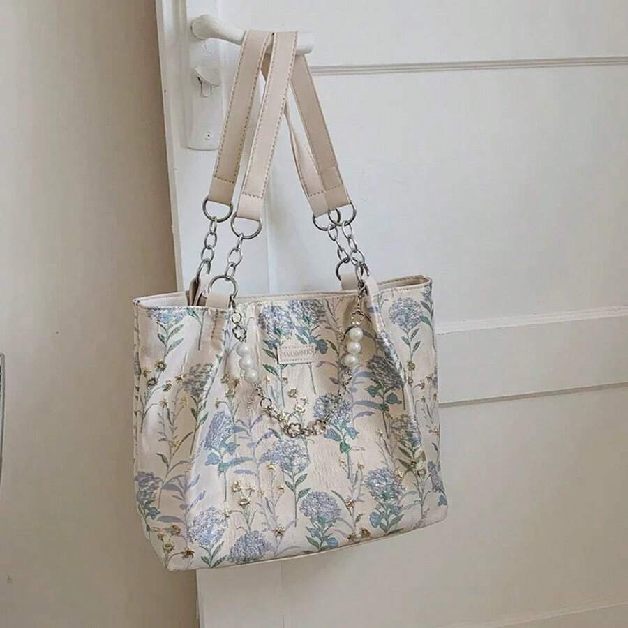 1 件托特包女士包花卉面料大容量通勤包时尚百搭必备