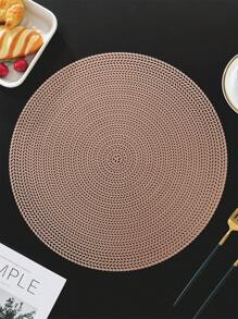6/8pcs Hotel/Restaurant Round Placemats, PVC Non-Slip Waterproof Table Mats, Gold/Silver Heat Insulation Coasters, Washable, Protect Surface, Suitable For Wedding, Christmas, Party, Home Kitchen Dining Decor