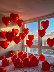 10/30/50/100/150/200 个心形气球，10 英寸/25 厘米乳胶心形气球，适用于婚礼、节日、家居装饰、派对装饰 - 彩色 - 查看 2