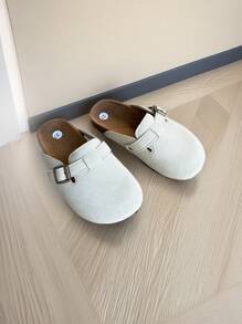 2025 Wiosna Nowość Retro Backless Slip-On Sandały Dla Dziewczynek, Skórzane Mokasyny Z Klamrą