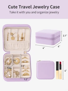 1pc Mini PU Leather Travel Jewelry Box, Portable Jewelry Storage Case For Rings, Earrings, Necklaces, Waterproof & Dustproof, Perfect Gift For Christmas And Birthday Summer Travel, Vacation Home Bathroom Decor