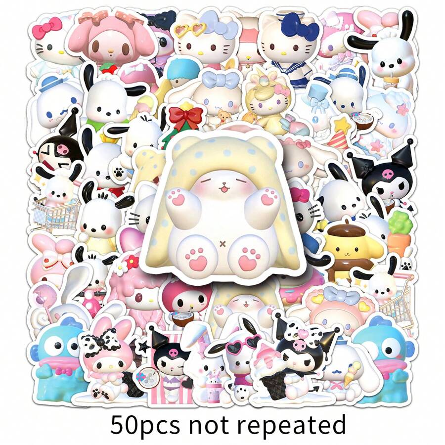1 Piece Set50fix 3D  Stickers Cute Cartoon   Dog Waterproof Decoration Handbooks Small Potato Stickers.Randomly Send Styles And Colors,Back To School,School Supplies