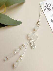 1 件精美莲花串珠手机挂绳，中国风莲花吊坠手机链，复古配饰