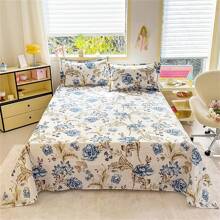 3件印花床单套装：1张床单+2个枕套，四季防尘3件套，适用于双人床和单人宿舍床（不含填充物）