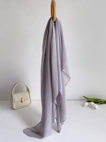 1条女士简约纯色110厘米雪纺方巾/头巾，轻盈透气，适合夏季日常装饰或搭配连衣裙