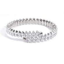 1pc Adjustable Open Bangle Bracelet With Cubic Zirconia Eye Design, Luxurious Style - Silver - View 2