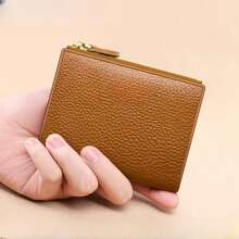 1 pieza Monedero con cremallera y ventana para tarjeta de identificación, billetera multifuncional para mujer, billetera mini, monedero, billetera para tarjetas