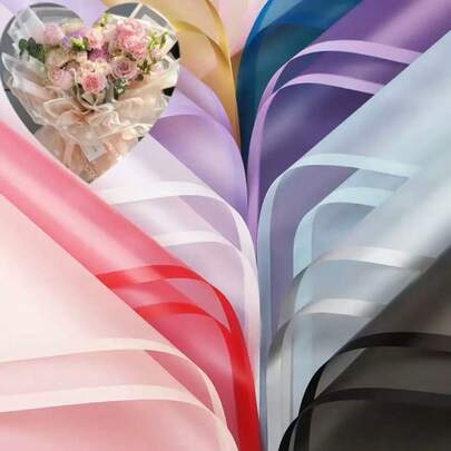 10张半透明花束包装纸韩式鲜花包装纸，果冻膜防水花店包装纸材料，DIY礼品包装纸，节日，婚礼，毕业季，生日花店材料。