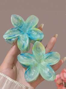 4 piezas Pinza de pelo de flor sobredimensionada de acrílico degradado para mujeres, decoración minimalista y elegante para peinado de moño, accesorio de pelo elegante para viajes y uso diario