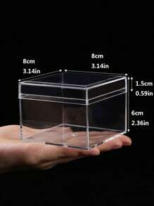 1 pieza Caja de acrílico cuadrada transparente con tapa, caja de almacenamiento a prueba de polvo para regalos y coleccionables - transparente - Ver 7