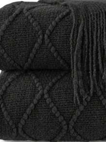 Knitted Throw Blanket, Bohemian Style In Brown, Suitable For Sofa, Bed, Autumn/Winter Use, Great For Thanksgiving And Christmas
