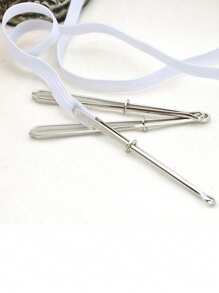 2pcs Elastic Band Threader, Sewing DIY Accessories, Metal Belt Clip Threader Needle, For Home Sewing Machine, Pants And Skirt Craft Tools