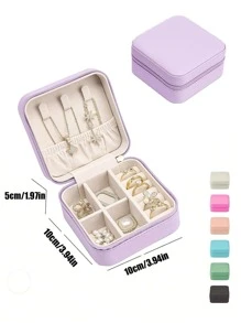 1pc Mini PU Leather Travel Jewelry Box, Portable Jewelry Storage Case For Rings, Earrings, Necklaces, Waterproof & Dustproof, Perfect Gift For Christmas And Birthday Summer Travel, Vacation Home Bathroom Decor