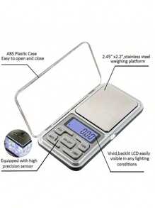 1 pieza Balanza digital de bolsillo para joyería, 200g x 0.01g, balanza para polvos, oro, té, práctica, balanza digital para joyería con pantalla LCD. Puede usarse para medir diariamente joyería, metales preciosos, polvos y otros artículos pequeños. Batería no incluida.