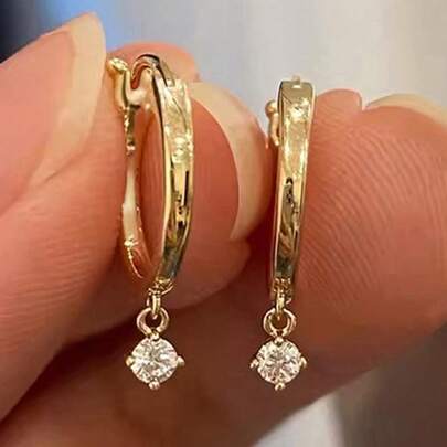 1 Pair Elegant Cubic Zirconia Waterdrop Earrings For Teens, Suitable For Daily Decoration, Party Jewelry Or Birthday Gift