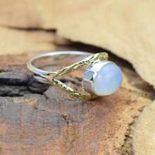 925 Sterling Silver And Brass Onyx Gemstone Jewelry Ring ~ December Month Birthstone ~ Natural Crystal Gemstone Ring ~ Gift For Valentine Day - 乳白色蛋白石 - 查看 4