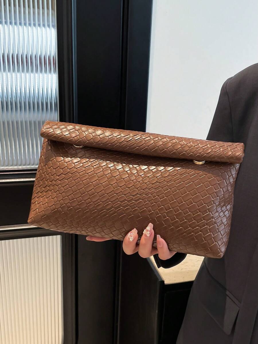 Fashionable Solid Color Handbag, PU Material Large Capacity Flap Magnetic Closure Small Square Bag, Crocodile Pattern Women's Purse, Multipurpose Party Evening Bag, Suitable For Women's Travel And Shopping