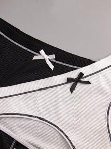 4 piezas Bragas triangulares deportivas sueltas y cómodas con diseño de lazo de seda de leche para mujeres - Multicolor - Ver 9