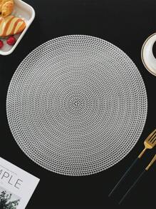 6/8pcs Hotel/Restaurant Round Placemats, PVC Non-Slip Waterproof Table Mats, Gold/Silver Heat Insulation Coasters, Washable, Protect Surface, Suitable For Wedding, Christmas, Party, Home Kitchen Dining Decor