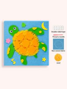 4 件套儿童 DIY 缝纫套装，卡通动物线缝纫画，制作简单的 DIY 项目，动物，水果，学习缝纫玩具，生日礼物，适合男孩和女孩 - 卡通動物毛線畫 - 查看 22