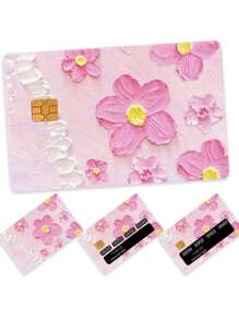 2pcs/3pcs/4pcs Floral & Heart/Bow Painting Pattern PVC Stickers, Cute Landscape Debit/Credit Card Protector Skin, Creative Art Card Decals,Back To School,School Supplies - Multicolor - View 14