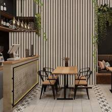 3D Wooden Board Panel Wallpaper, Dark Gray And Black Panel Wooden Lattice Wallpaper, Rustic Wood Planks Wall Covering For Bedroom, Living Room, Corridor, Staircase, Lounge And Foyer - Khaki - View 3