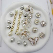 20pcs Shoe Decorations, Detachable Rhinestone Bear Bow, Snowflower, Garden, Beach Shoe Chains, Perfect Holiday Gift