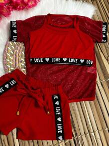 Toddler Girl Two-piece Outfits - 紅色 - 查看 6