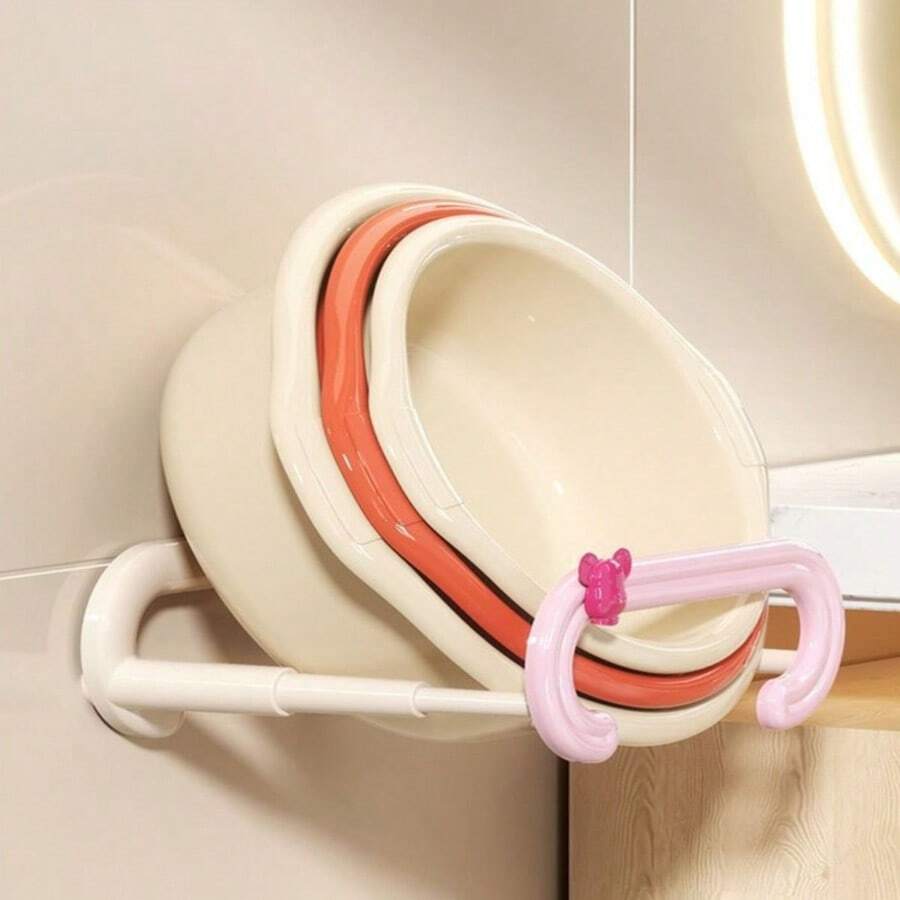 1pc Heart-Shaped Expandable Bathroom Shelf, Wall-Mounted Storage Rack Holder For Sink/Vanity/Kitchen/Balcony, No-Drill