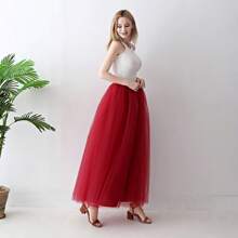 1 Pc Maxi Tulle Skirt With Removable Ribbon For Prom Party Halloween Cosplay Evening Costumes White Pink Burgundy Blush Pink Hot Pink Fall Clothes For Women